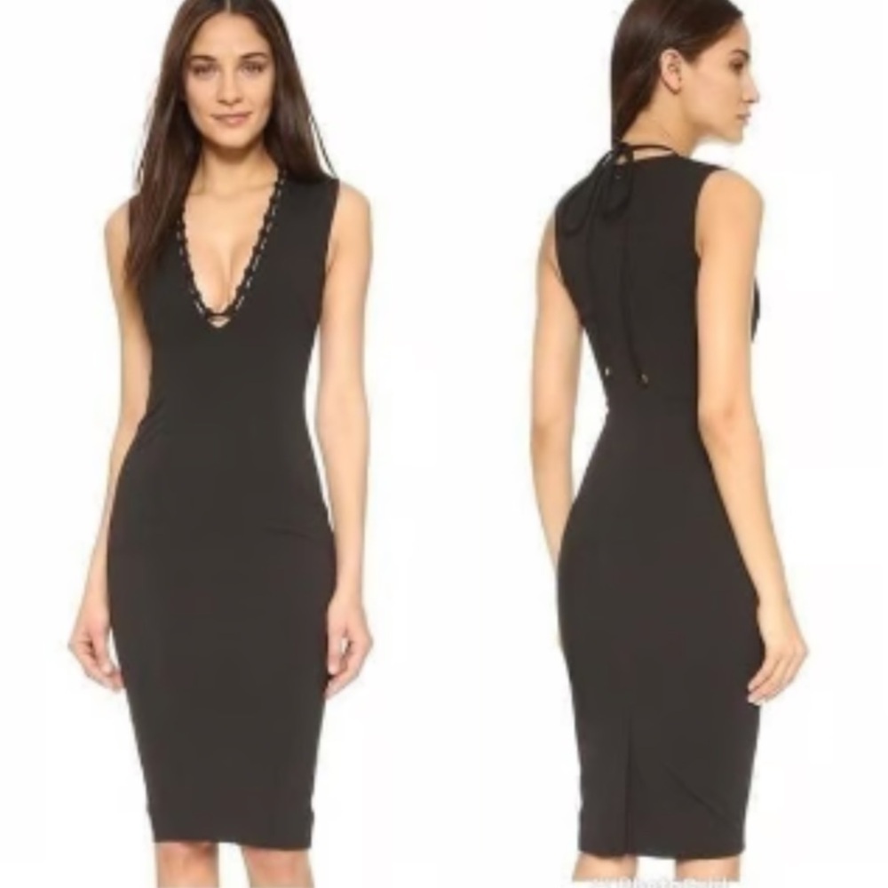 FINDERS KEEPERS Black Lace Up
Bodycon Midi Dress Sleeveless Fitted xs